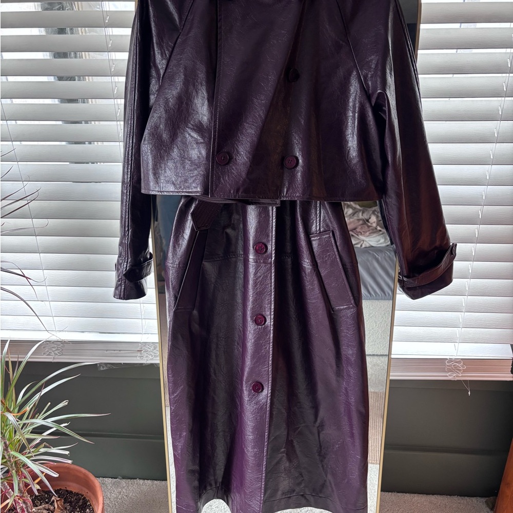 Rosetta Getty layered faux leather trench coat